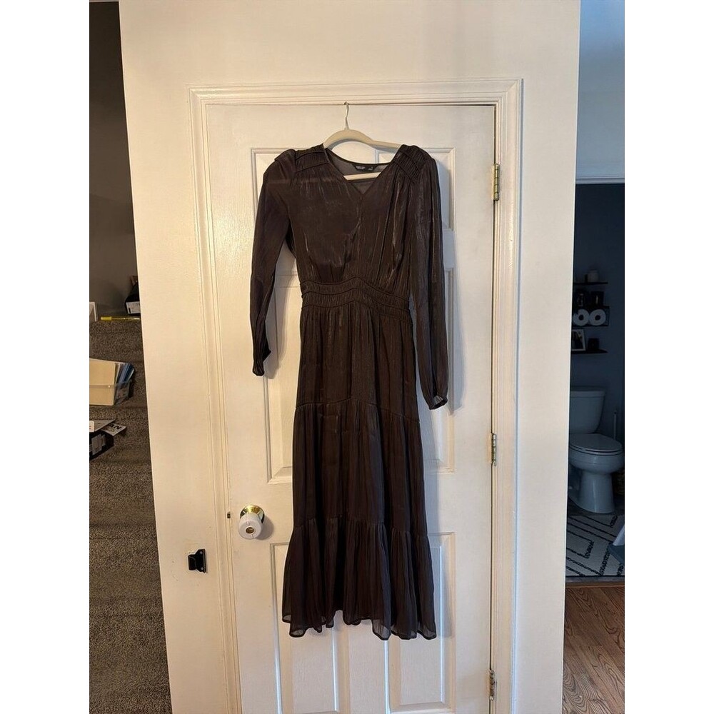 Simply Vera Vera Wang Long Sleeve Brown Maxi Dress
